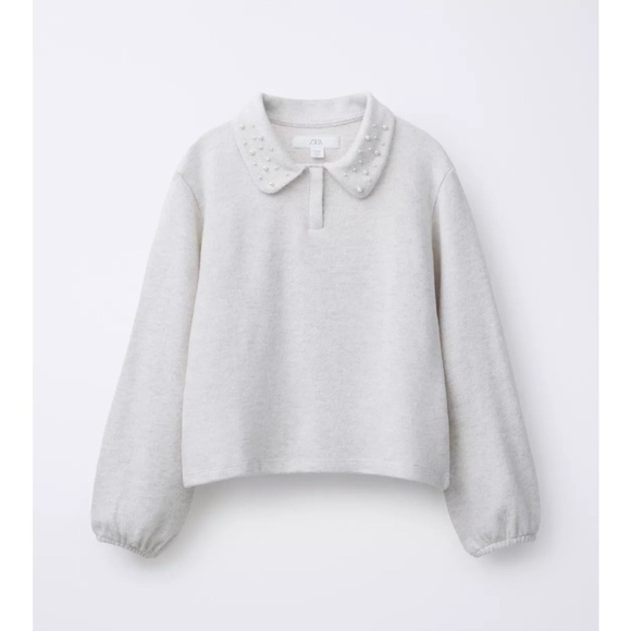 Zara Other - Zara Cream Pearl-Collared Pullover